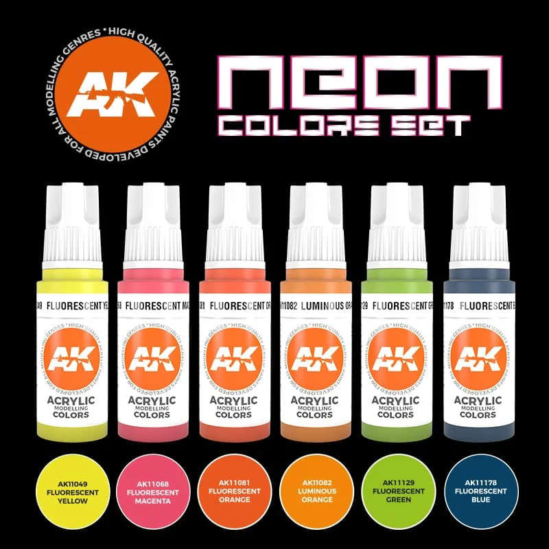 AK Interactive 3rd Gen Acrylics Paint set - Neon Colors - Image 3