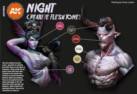 AK Interactive 3rd Gen Acrylics Paint set - Night Creatures Flesh Tones - Image 2