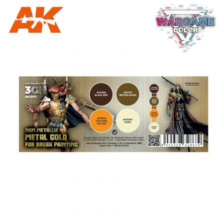 AK Interactive 3rd Gen Acrylics Wargame Color set - NMM Non-Metallic Metal GOLD - Image 2