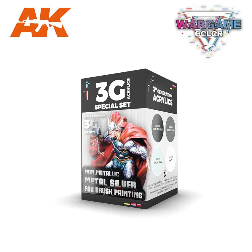 AK Interactive 3rd Gen Acrylics Wargame Color set - NMM Non-Metallic Metal SILVER