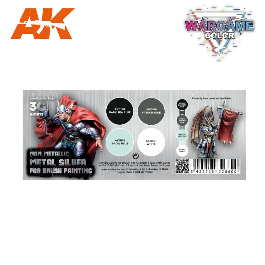 AK Interactive 3rd Gen Acrylics Wargame Color set - NMM Non-Metallic Metal SILVER - Image 2