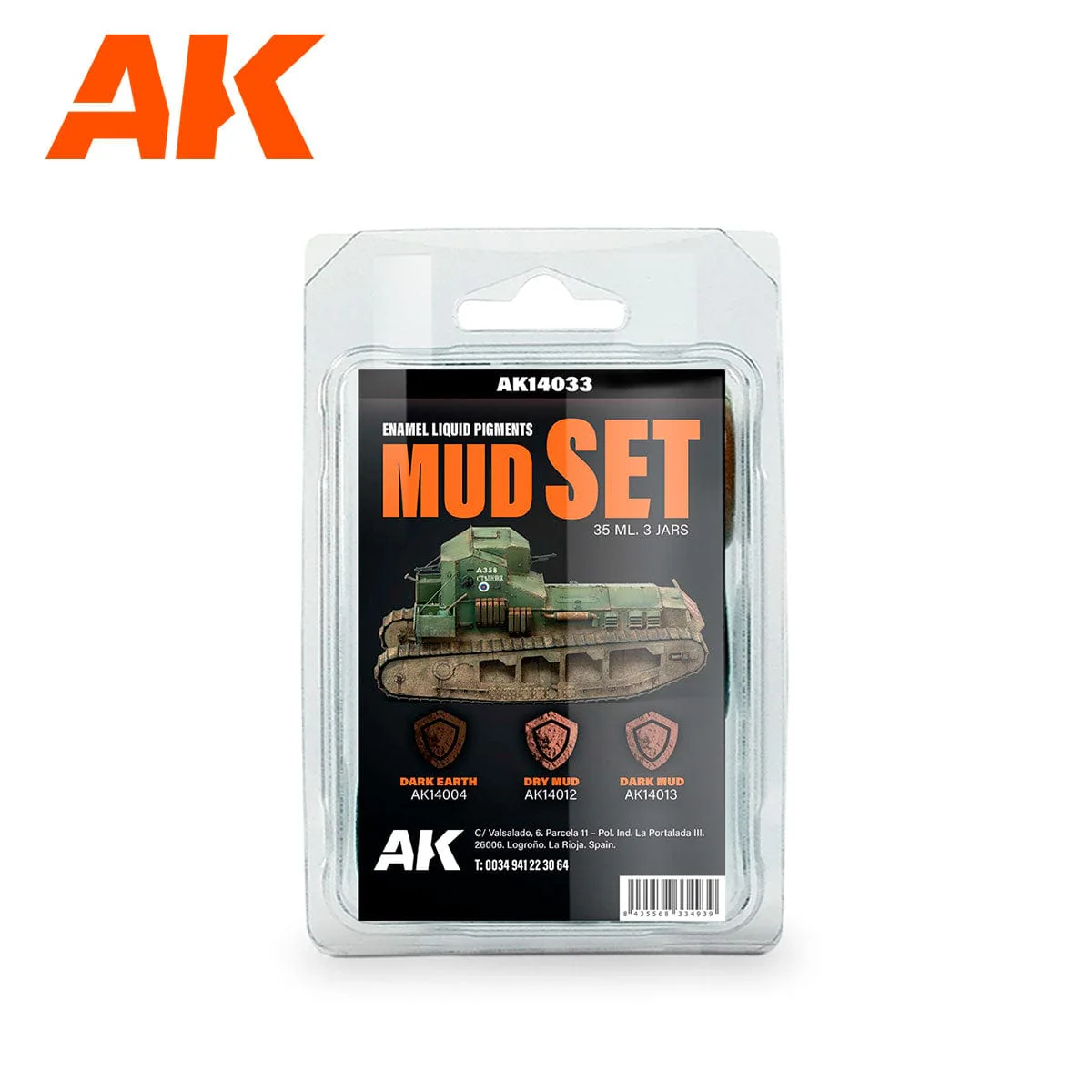 AK Interactive Enamel Liquid Pigment Mud set 35ml (3 ref)