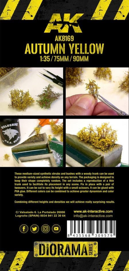 AK Interactive High Quality Autumn Yellow Shrubberies 1/35 / 75mm / 90mm - Image 3