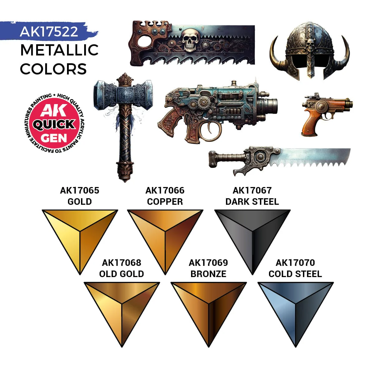 AK Interactive Quick Gen Acrylics Set - Metallic Colors - Image 2