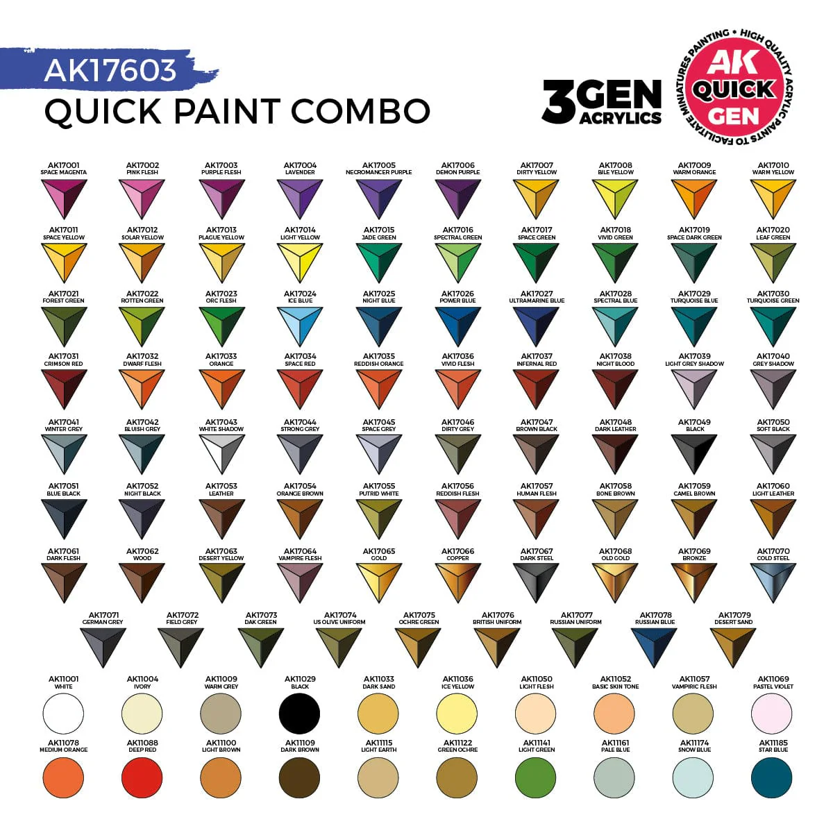 AK Interactive Quick Gen - Quick Paint Set 100 Colors (80 Quick Gen + 20 Acrylic 3rd Gen + 3 Brushes) - Image 3