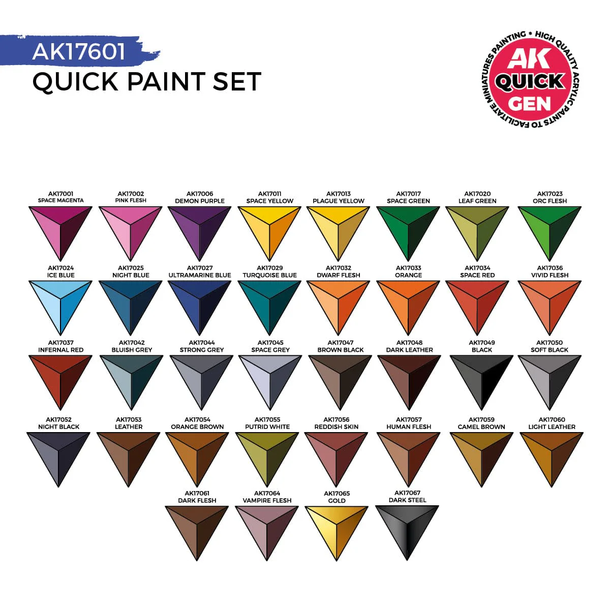 AK Interactive Quick Gen - Quick Paint Set 36 Colors (2 Brushes) - Image 3