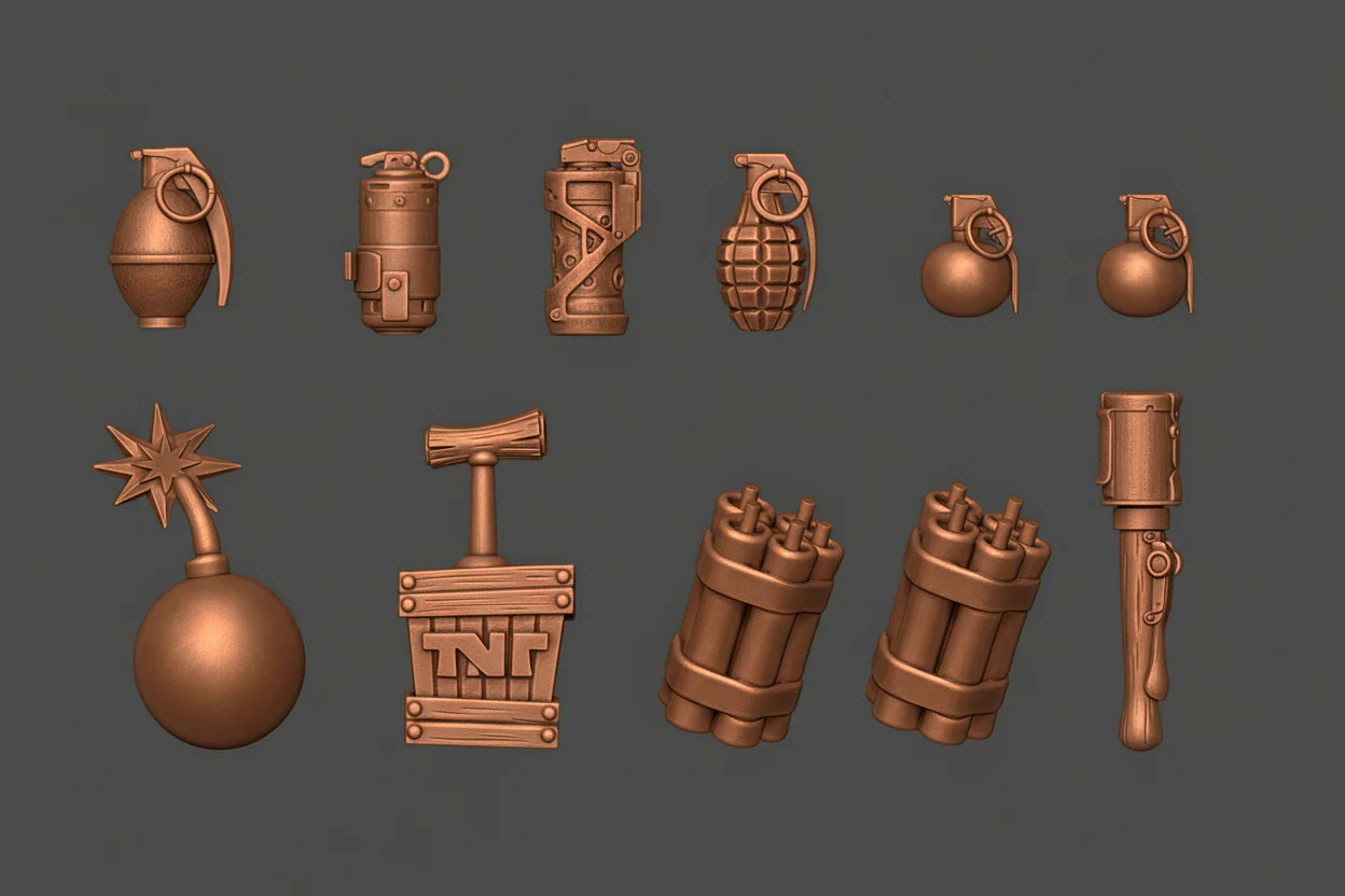 AK Interactive Resin Basing Bits - Bombs & Grenades - Image 3