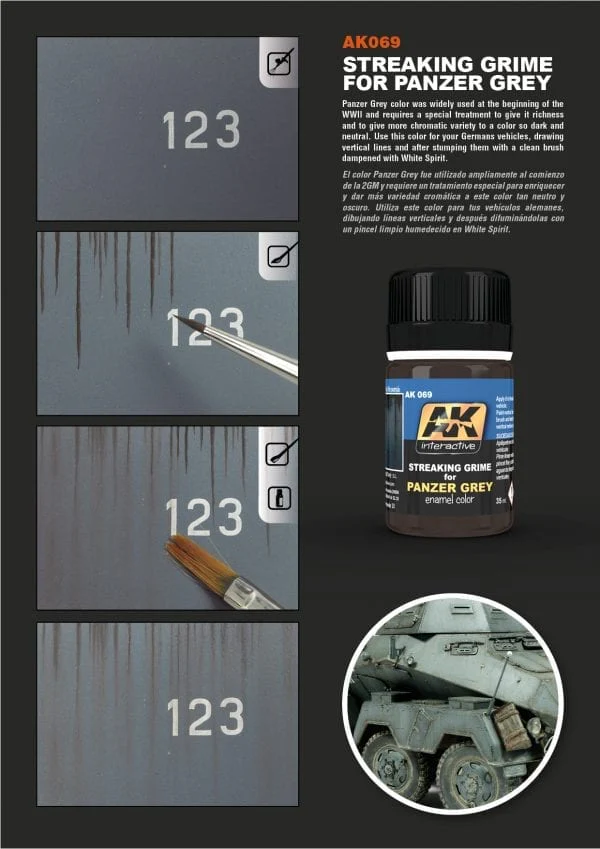 AK Interactive Streaking Grime for Panzer Grey Vehicles 35ml - Image 3