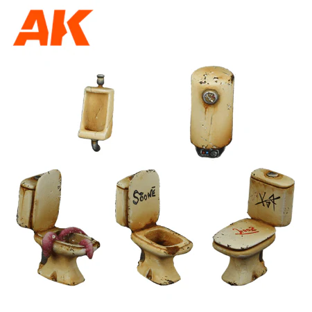 AK Interactive Wargame & Diorama Scenography Objects 30-35mm - Bathroom set - Image 2