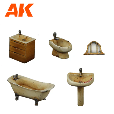 AK Interactive Wargame & Diorama Scenography Objects 30-35mm - Bathroom set - Image 3
