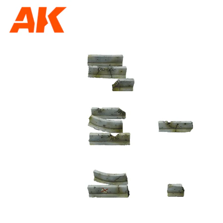 AK Interactive Wargame & Diorama Scenography Objects 30-35mm - Jersey Walls Set - Image 2