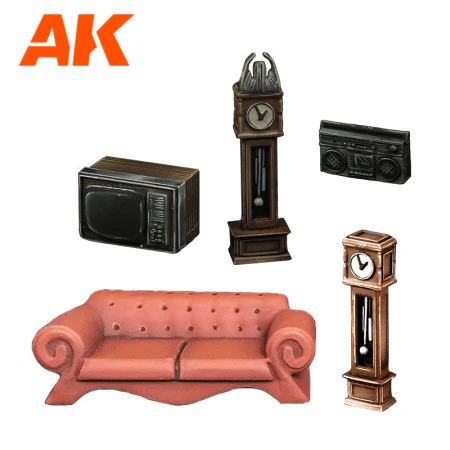AK Interactive Wargame & Diorama Scenography Objects 30-35mm - Living Room Scenography set - Image 3