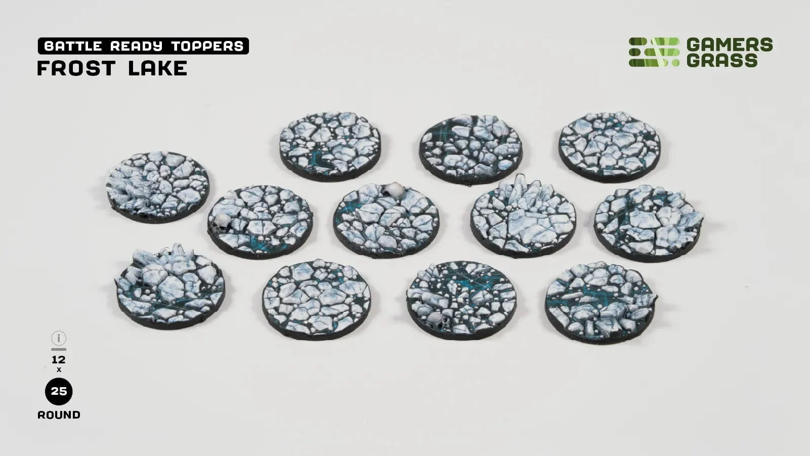 Gamer's Grass Battle Ready Toppers- Frost Lake - Round 25mm - Image 2