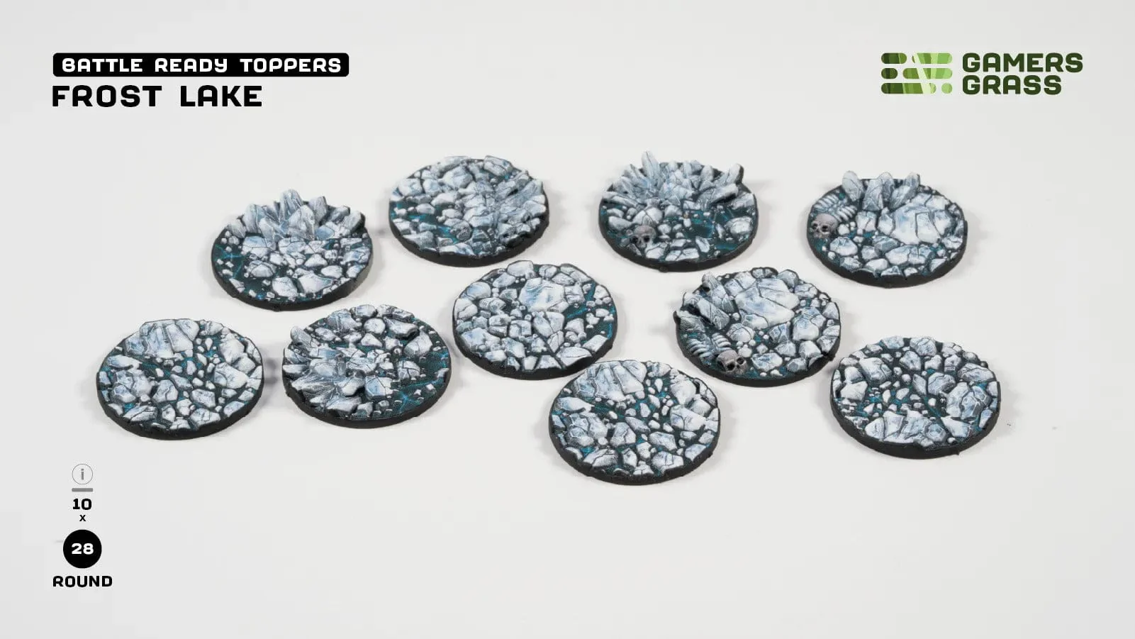 Gamer's Grass Battle Ready Toppers- Frost Lake - Round 28mm - Image 2