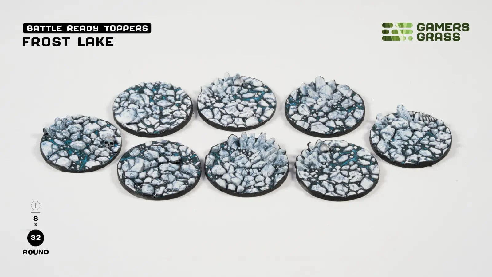 Gamer's Grass Battle Ready Toppers- Frost Lake - Round 32mm - Image 2