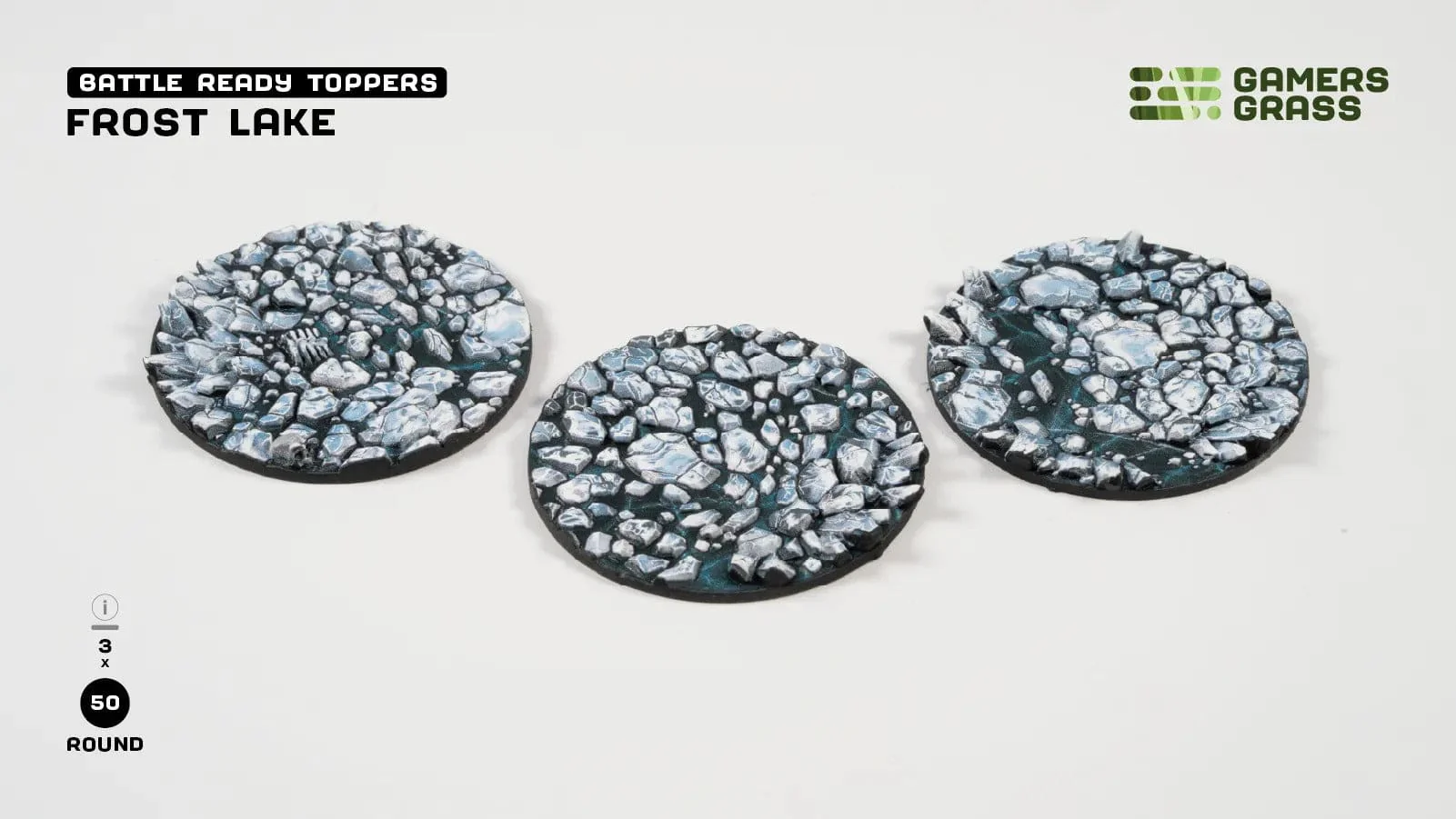 Gamer's Grass Battle Ready Toppers- Frost Lake - Round 50mm - Image 2