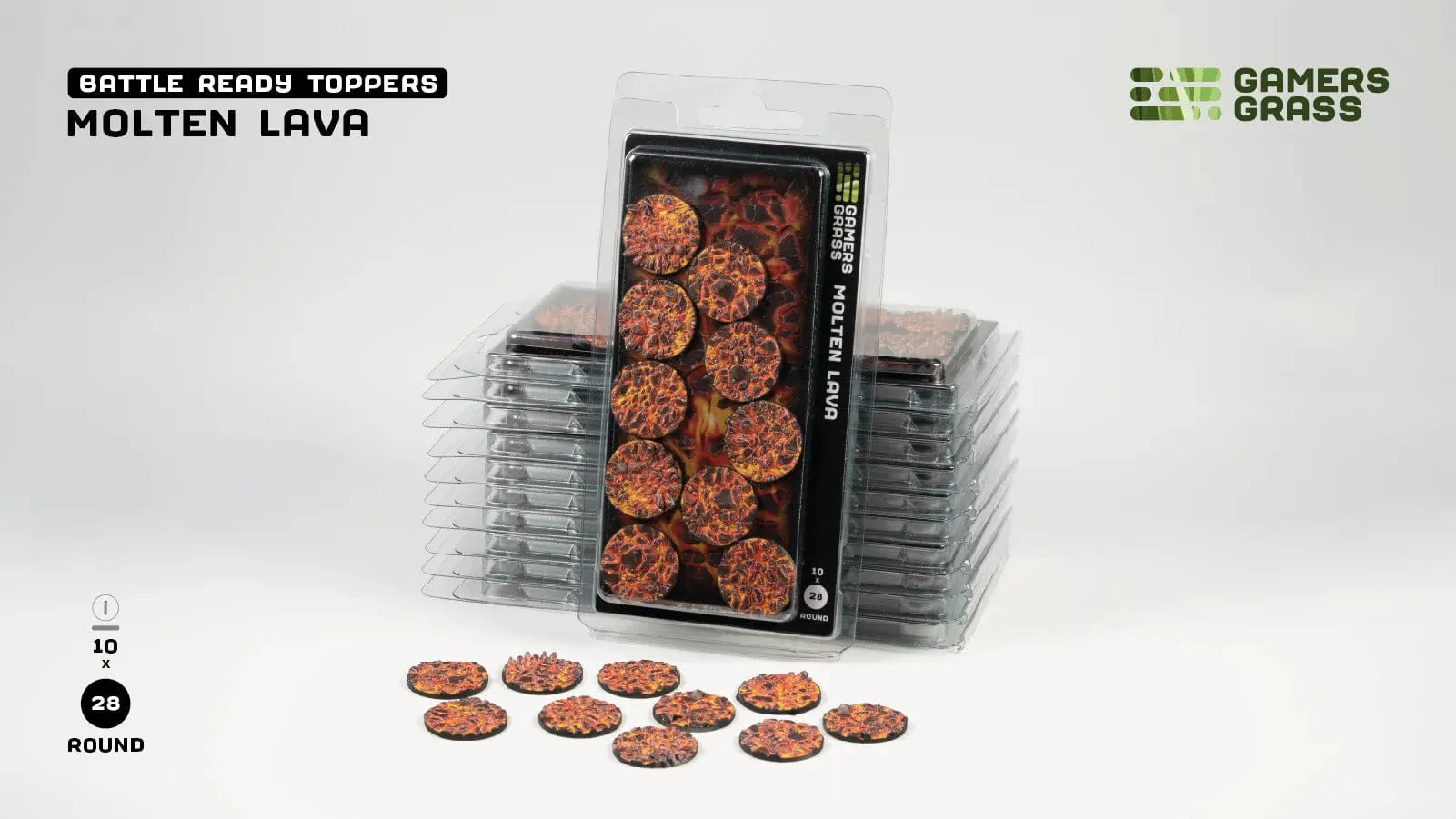 Gamer's Grass Battle Ready Toppers- Molten Lava - Round 28mm