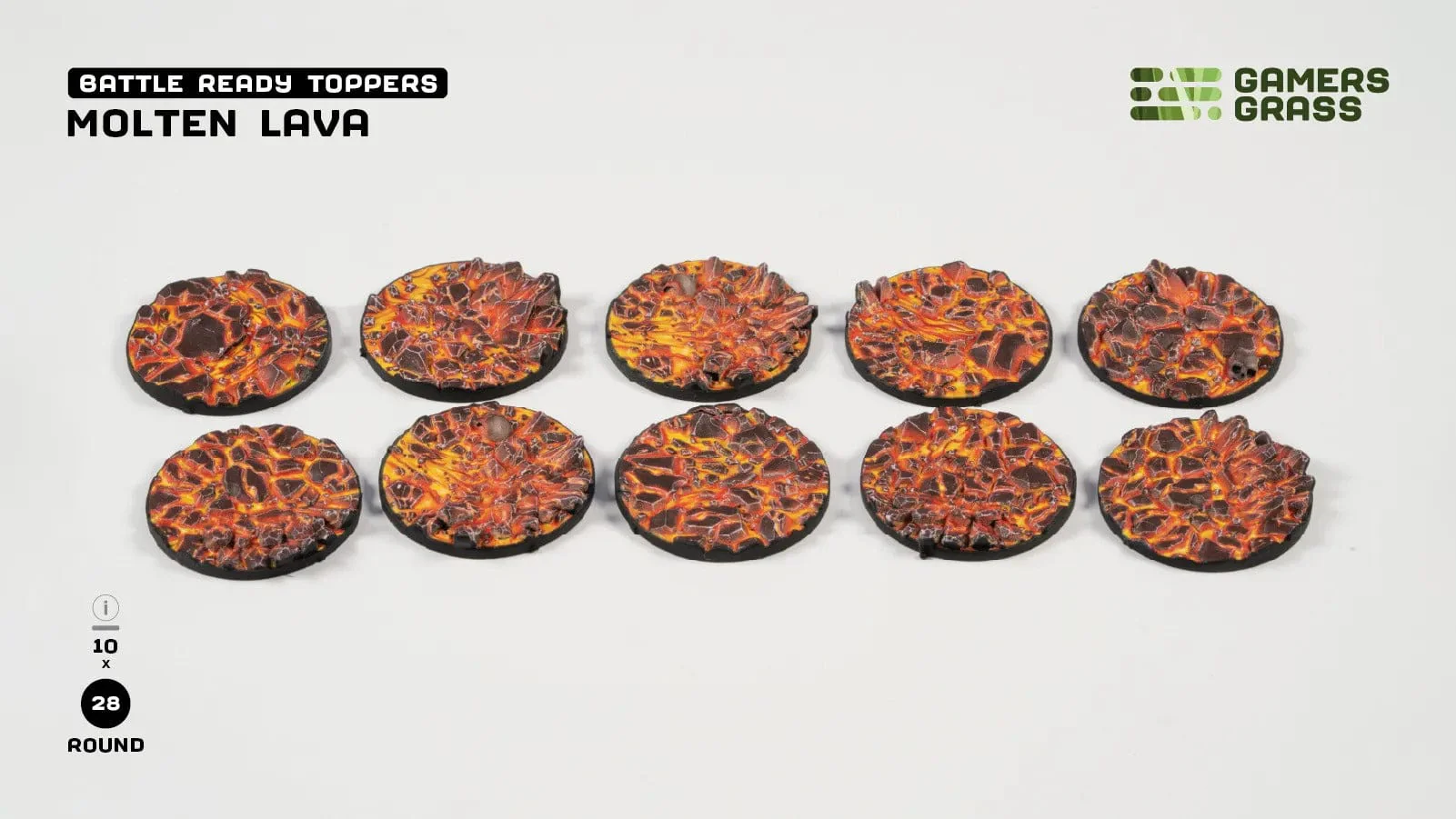 Gamer's Grass Battle Ready Toppers- Molten Lava - Round 28mm - Image 2