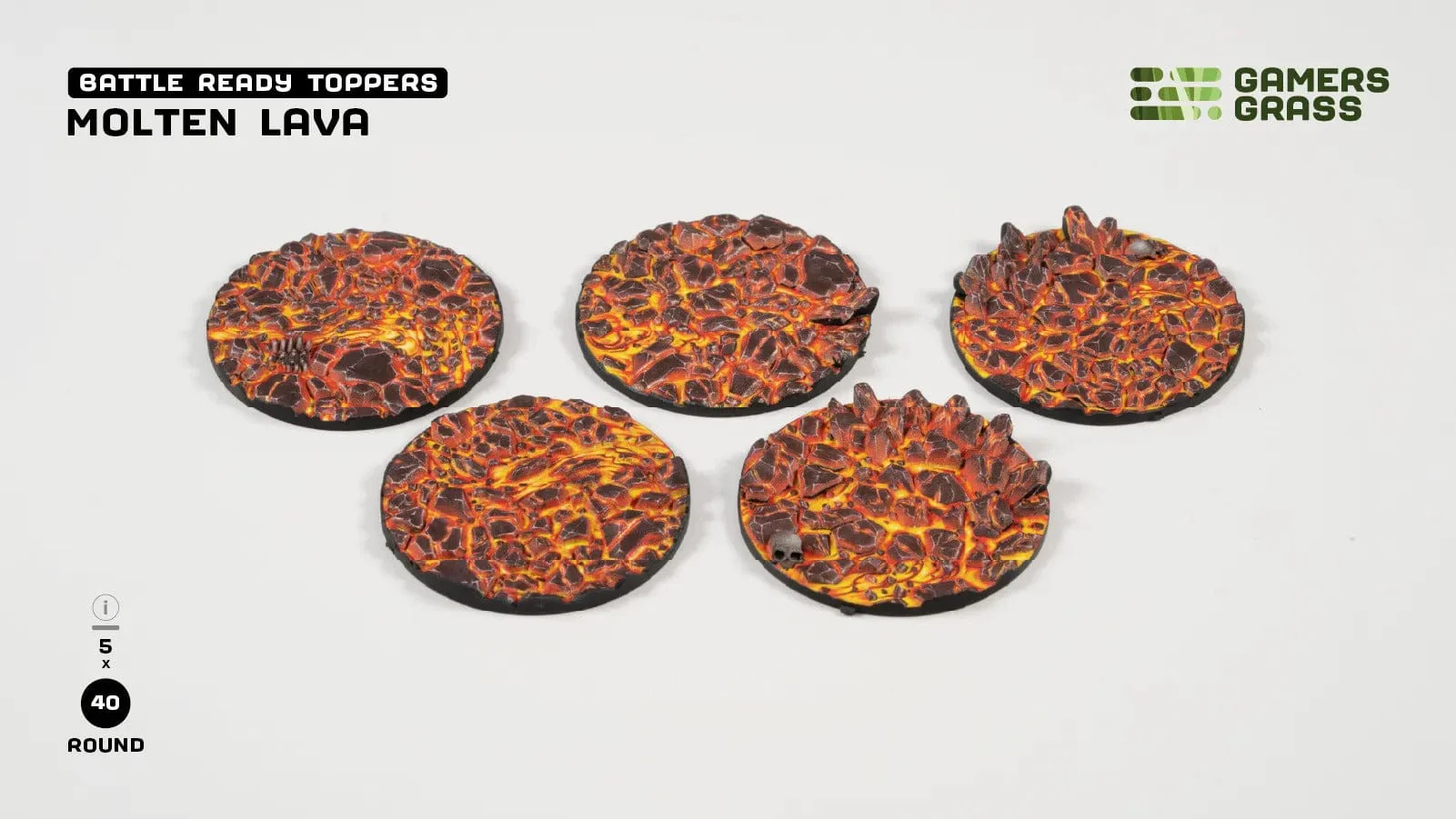 Gamer's Grass Battle Ready Toppers - Molten Lava - Round 40mm - Image 2