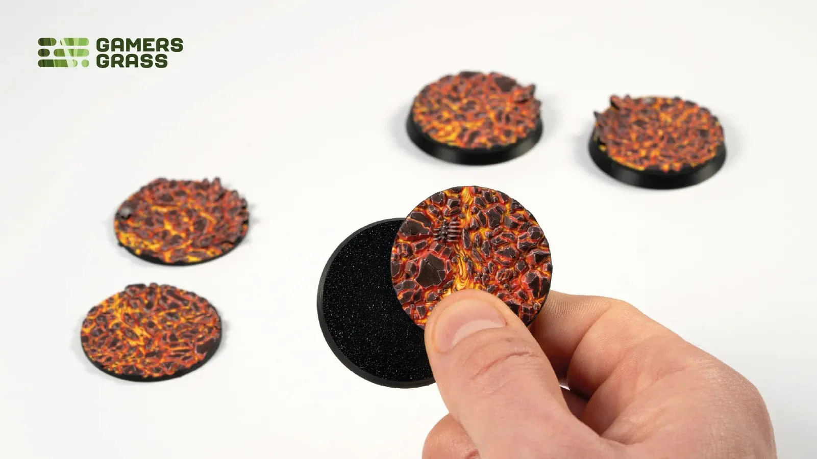 Gamer's Grass Battle Ready Toppers - Molten Lava - Round 40mm - Image 3