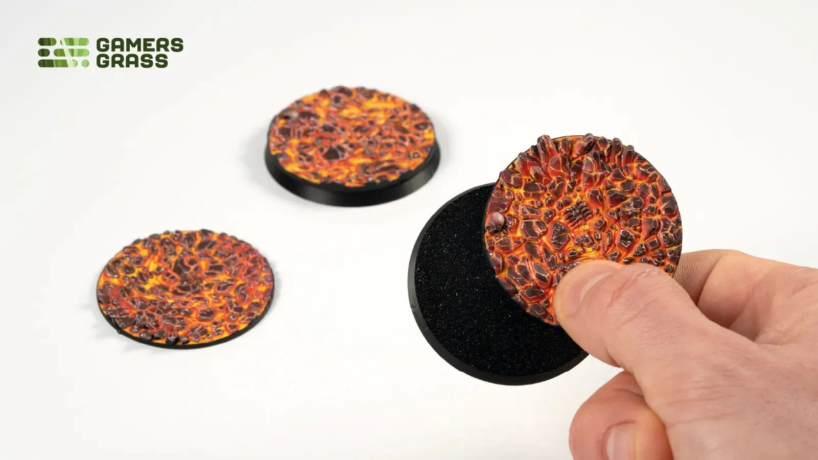 Gamer's Grass Battle Ready Toppers - Molten Lava - Round 50mm - Image 3