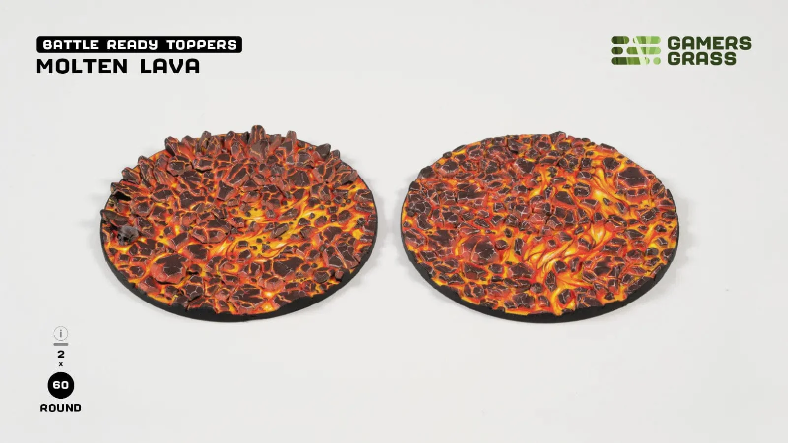 Gamer's Grass Battle Ready Toppers - Molten Lava - Round 60mm - Image 2
