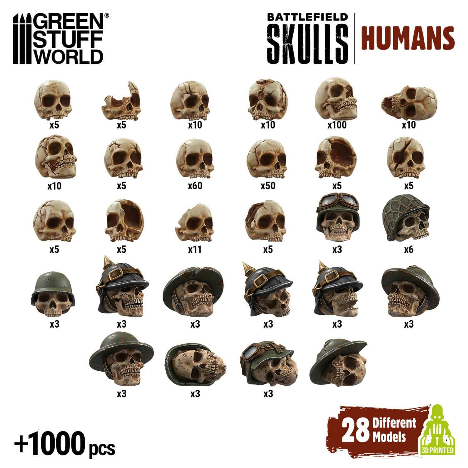GSW Resin Basing Set - 1000x Battlefield Resin Skulls - Image 2