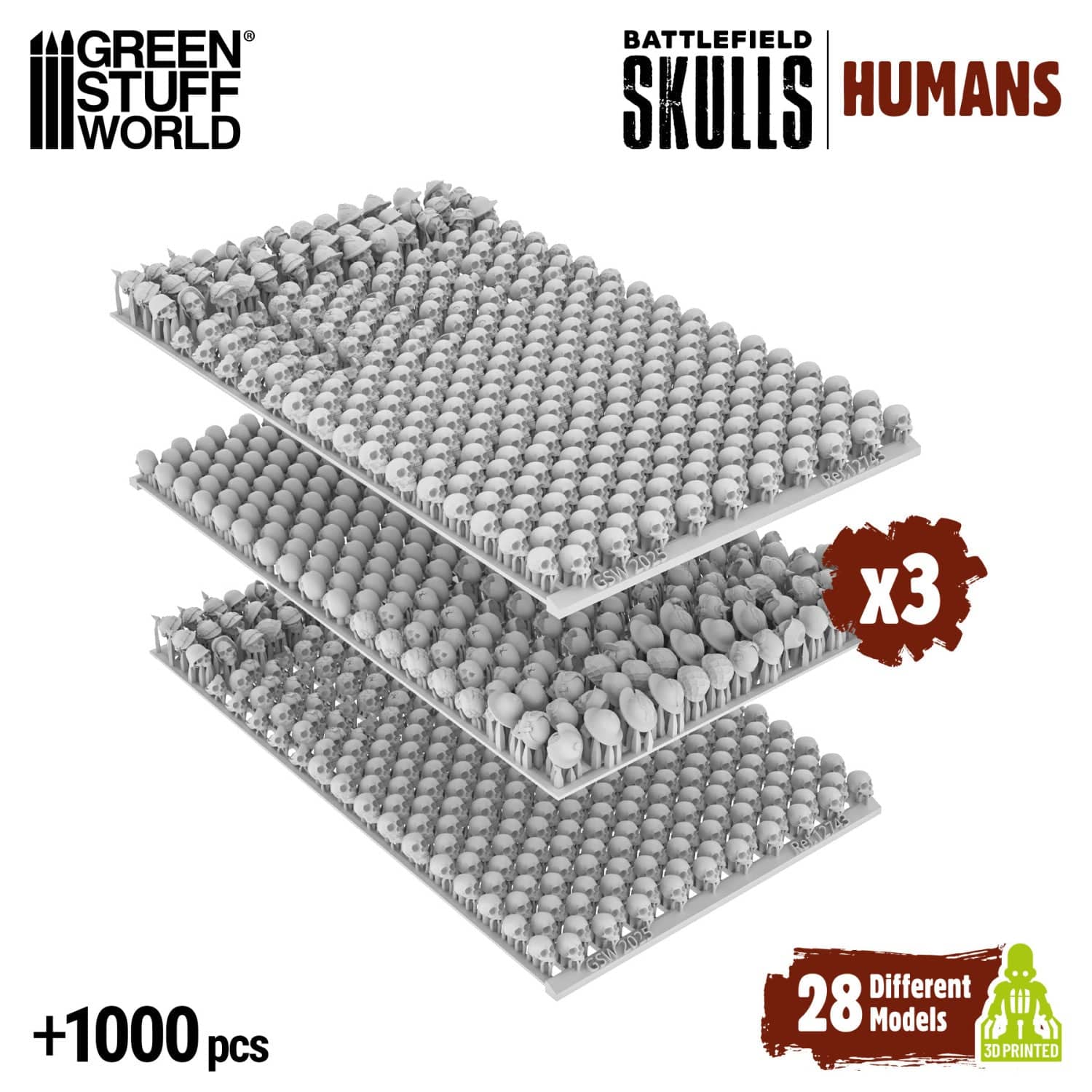 GSW Resin Basing Set - 1000x Battlefield Resin Skulls - Image 3