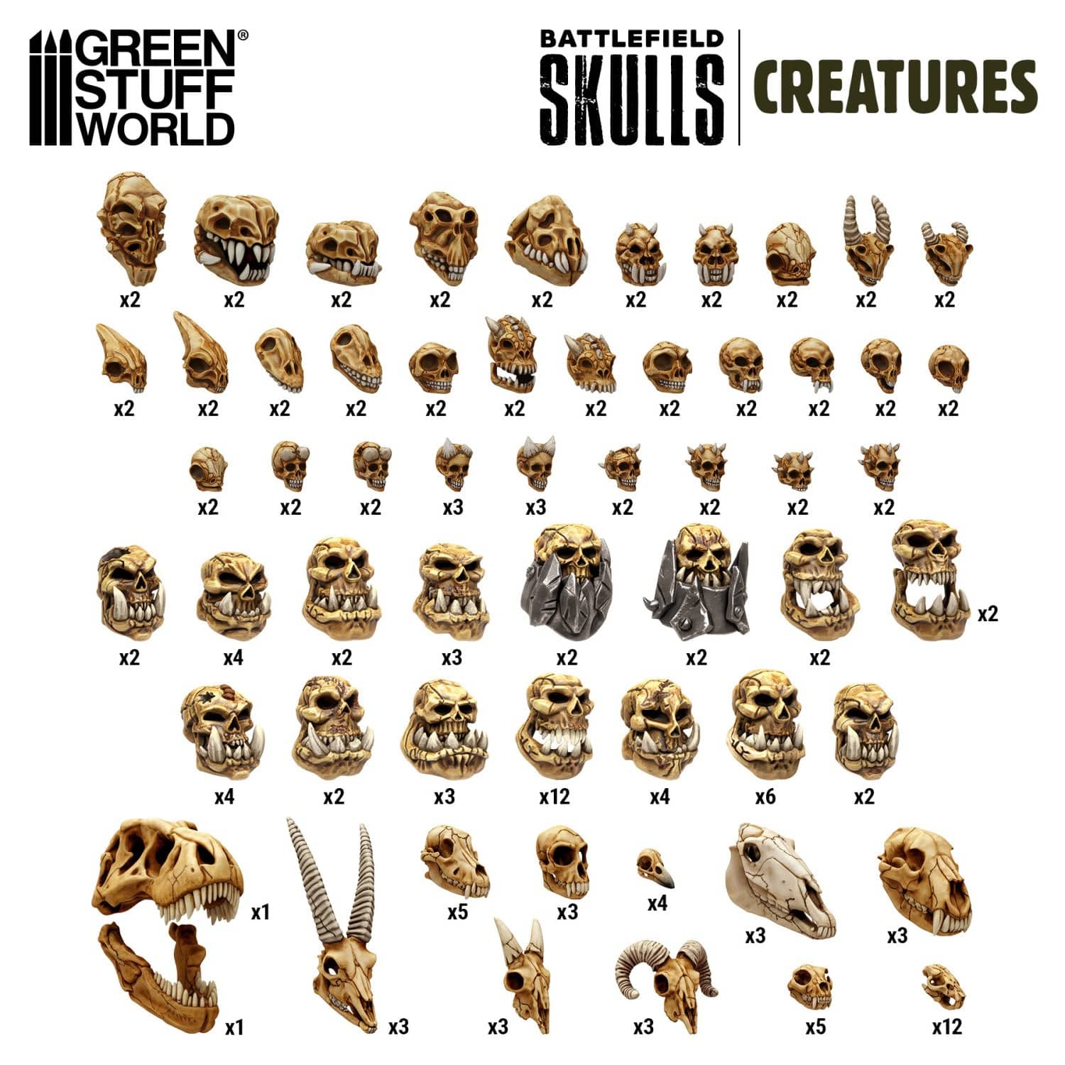 GSW Resin Basing Set - 300x Battlefield Creature Skulls - Image 2