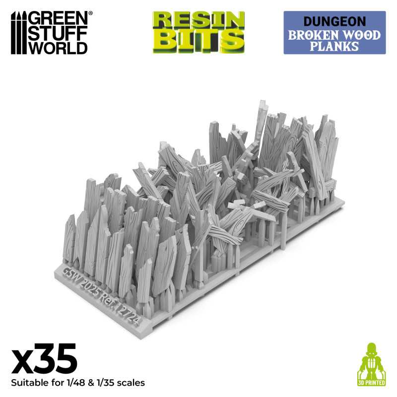 GSW Resin Basing Set - Broken Wood Planks 1:48-1:35 - Image 2