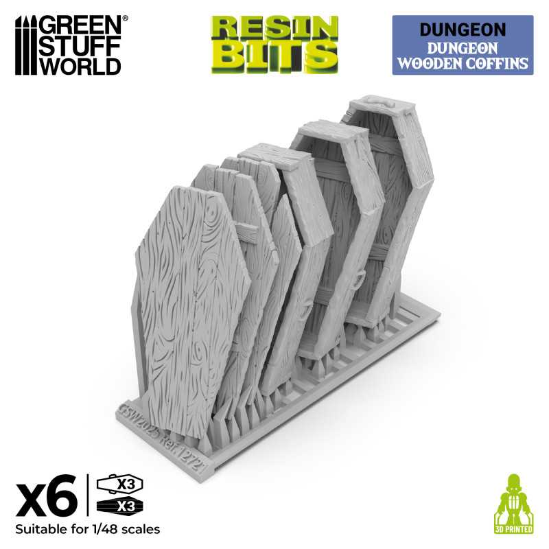 GSW Resin Basing Set - Dungeon Wooden Coffins 1:48 - Image 2