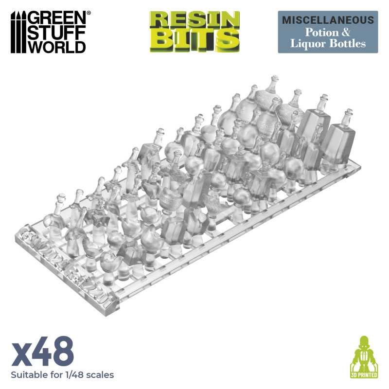 GSW Resin Basing Set - Potions and Liquor Bottles Resin Set - Clear Plastic - Image 2