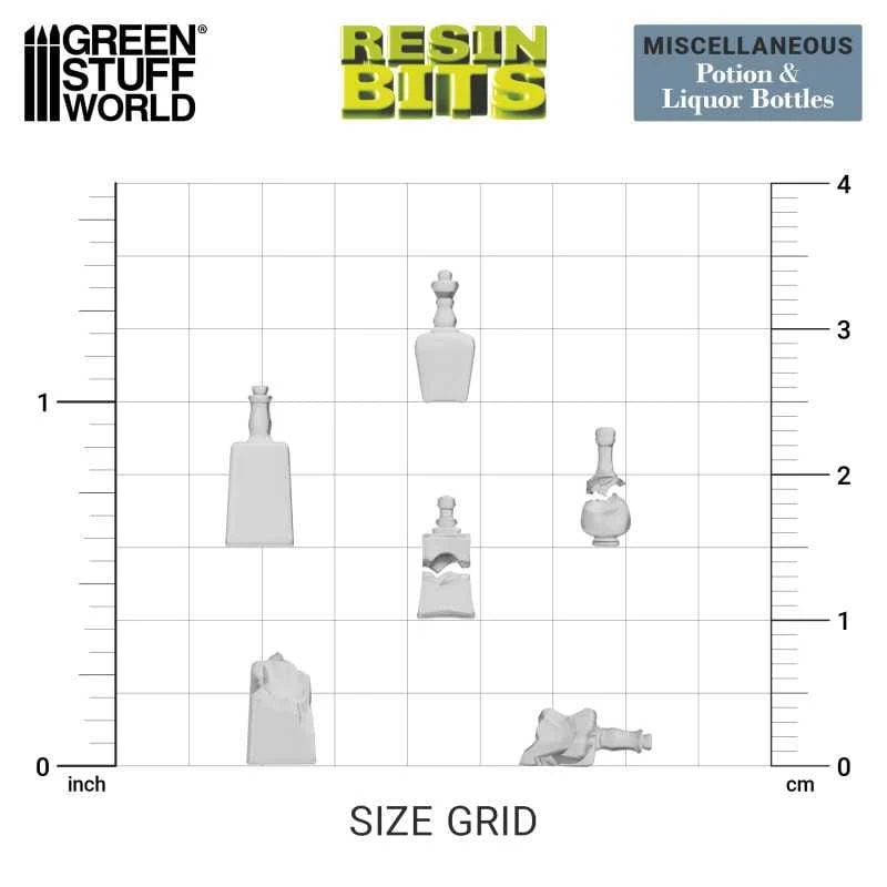 GSW Resin Basing Set - Potions and Liquor Bottles Resin Set - Clear Plastic - Image 3
