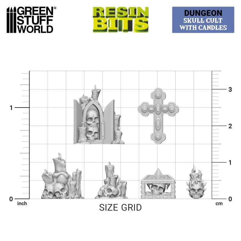 GSW Resin Basing Set - Skull Cult with candles 1:48 - Image 3
