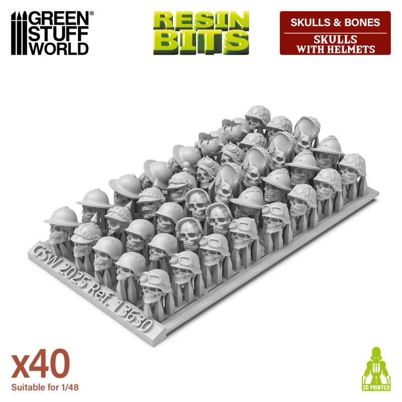 GSW Resin Basing Set - Skulls with Helmets 1:48 - Image 2