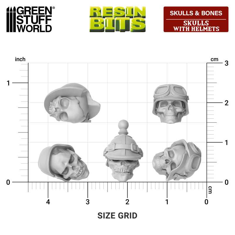 GSW Resin Basing Set - Skulls with Helmets 1:48 - Image 3