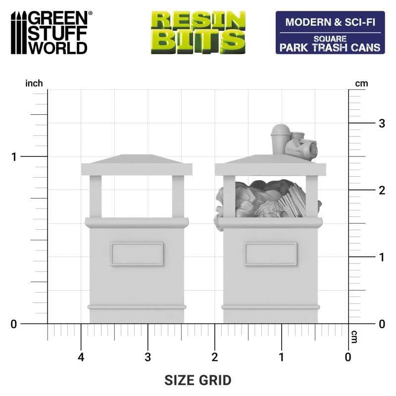 GSW Resin Basing Set - Square Park Trash Cans - Image 2