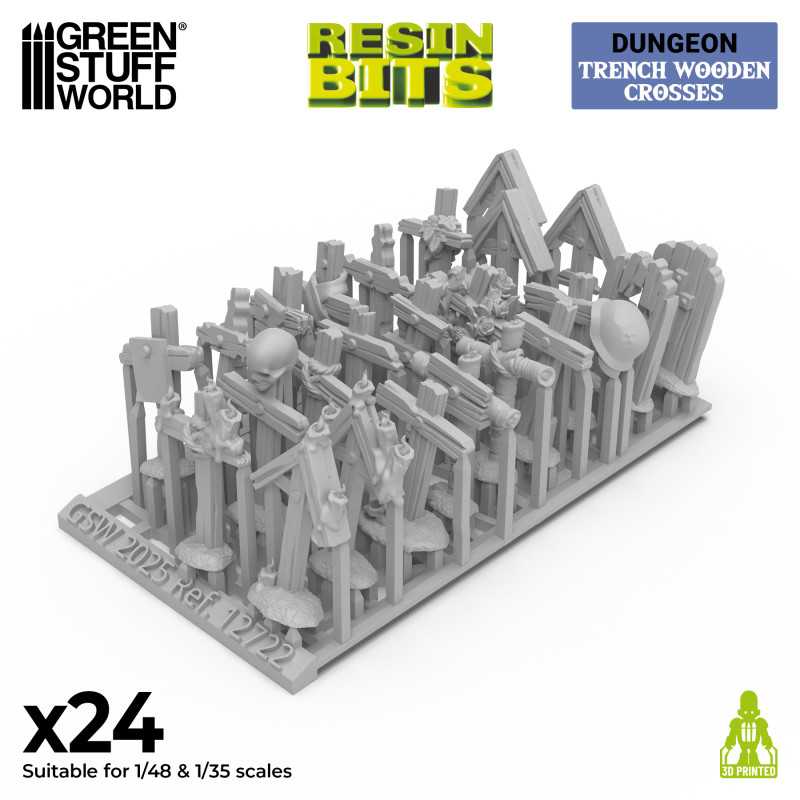 GSW Resin Basing Set - Trench Wooden Crosses 1:48-1:35 - Image 2