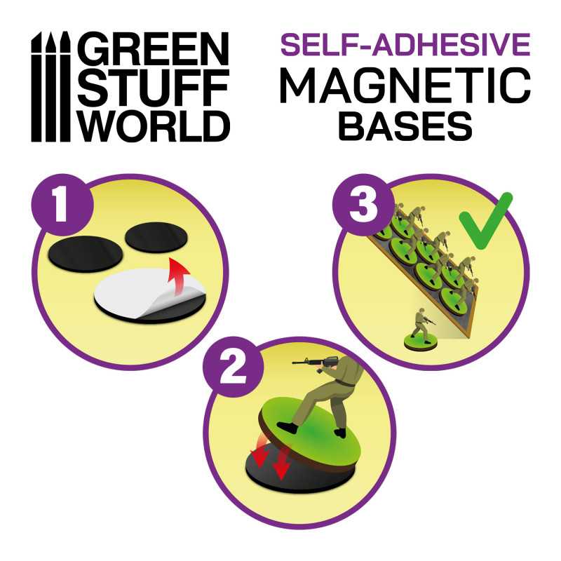 GSW Magnetic Adhesive Sheets - Precut Bases Sizes - 25mm - Image 2