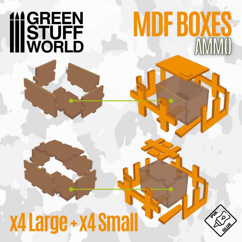 GSW MDF Diorama kit - Wooden Ammo Boxes x8 - Image 2