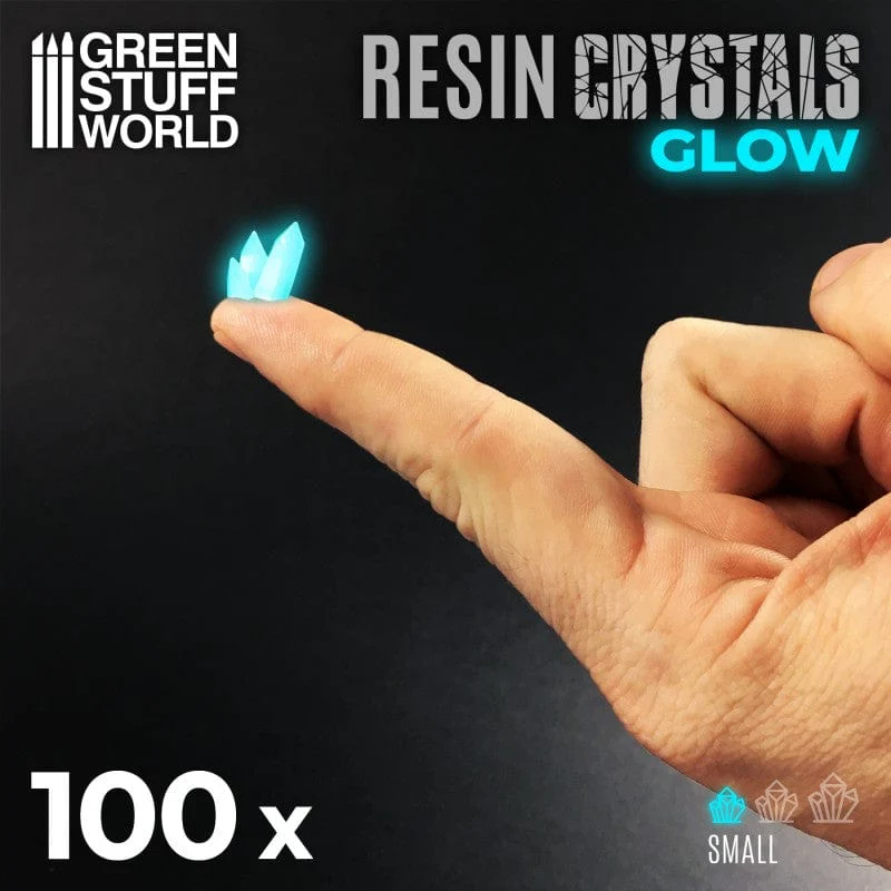 GSW Resin Crystals GLOW IN THE DARK - Small AQUA TURQUOISE x100 - Image 2