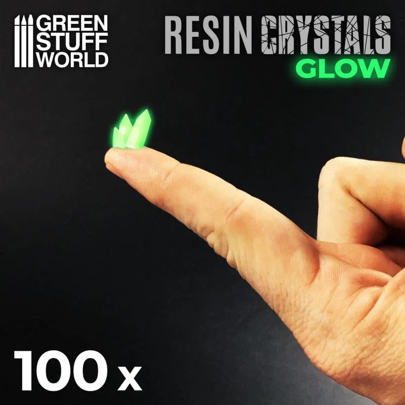 GSW Resin Crystals GLOW IN THE DARK - Small YELLOW GREEN x100 - Image 2