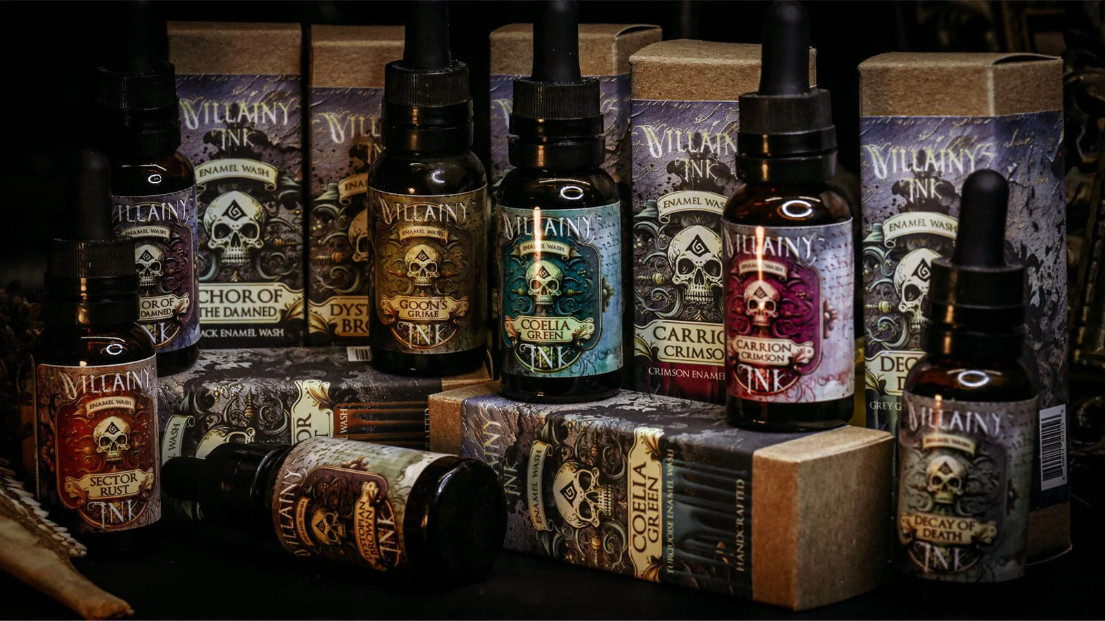 Villainy Inks - Handcrafted Enamel Washes 30ml - Phase I Starter Set x7 colors - Image 2